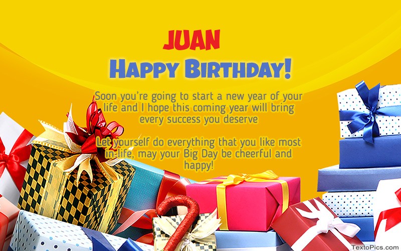 Pictures with names Cool Happy Birthday card Juan