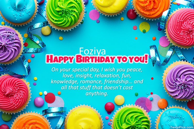 Pictures with names Birthday congratulations for Foziya