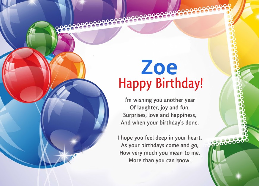 Pictures with names Zoe, I'm wishing you another year!