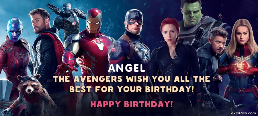 Marvel style Happy Birthday cards Angel