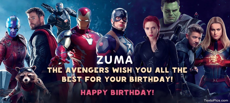 Marvel style Happy Birthday cards Zuma