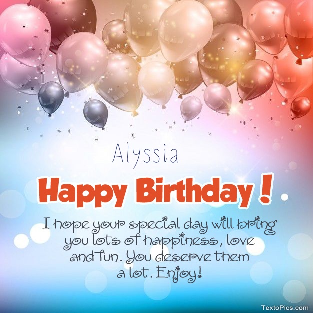 Beautiful pictures for Happy Birthday of Alyssia