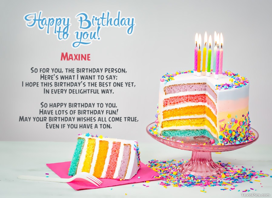 Wishes Maxine for Happy Birthday