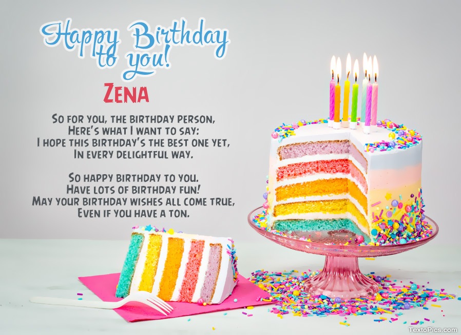 Wishes Zena for Happy Birthday