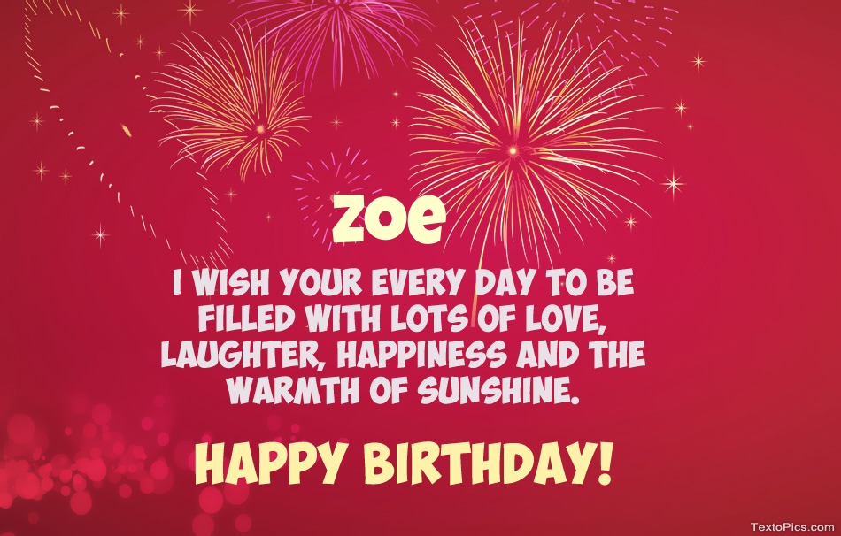 Pictures with names Cool congratulations for Happy Birthday of Zoe