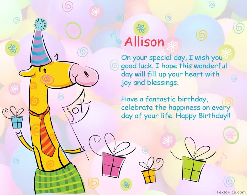 Funny Happy Birthday cards for Allison