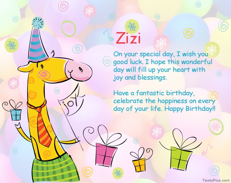 Funny Happy Birthday cards for Zizi