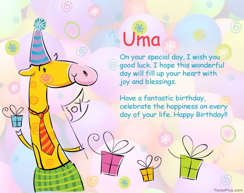 Funny Happy Birthday cards for Uma