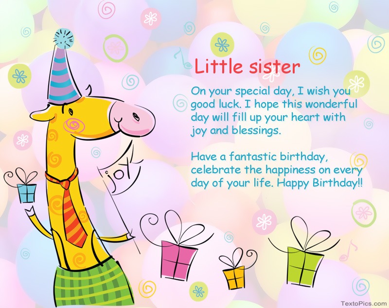 Funny Happy Birthday cards for Little sister