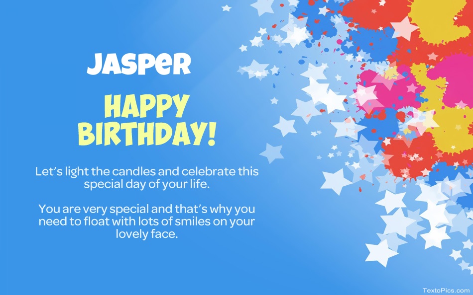 Pictures with names Beautiful Happy Birthday cards for Jasper