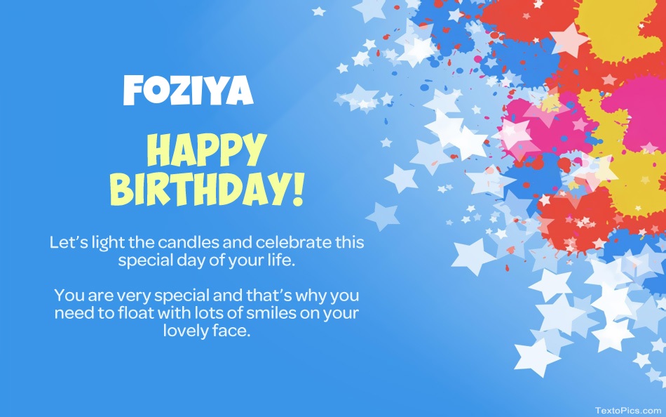 Pictures with names Beautiful Happy Birthday cards for Foziya