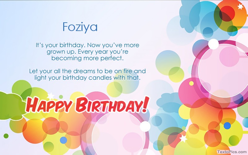 Pictures with names Download picture for Happy Birthday Foziya