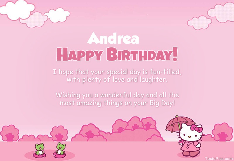 Children's congratulations for Happy Birthday of Andrea