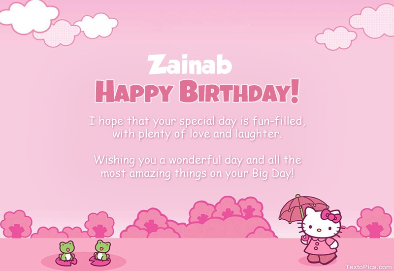 Children's congratulations for Happy Birthday of Zainab
