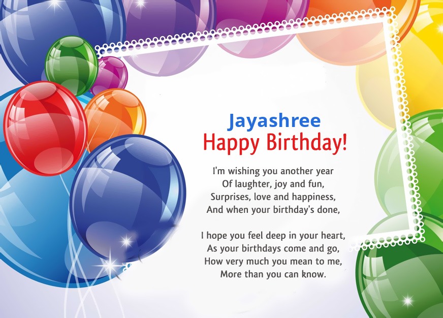 Jayashree, I'm wishing you another year!