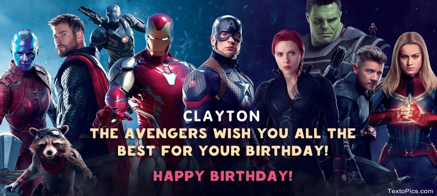 Marvel style Happy Birthday cards Clayton