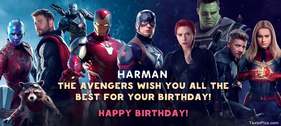 Marvel style Happy Birthday cards Harman