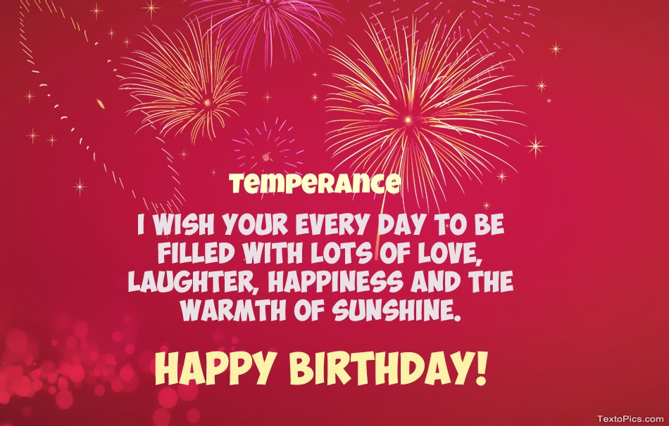 Cool congratulations for Happy Birthday of Temperance