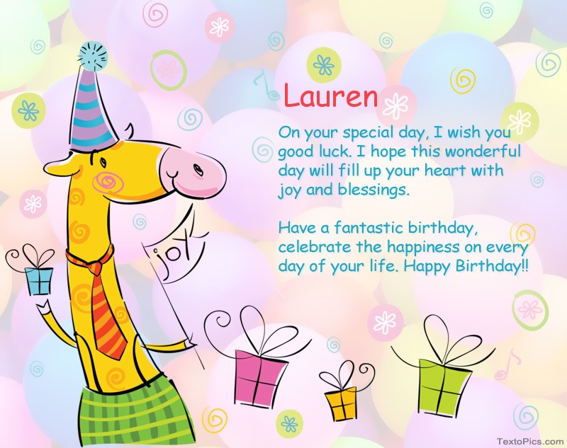 Funny Happy Birthday cards for Lauren