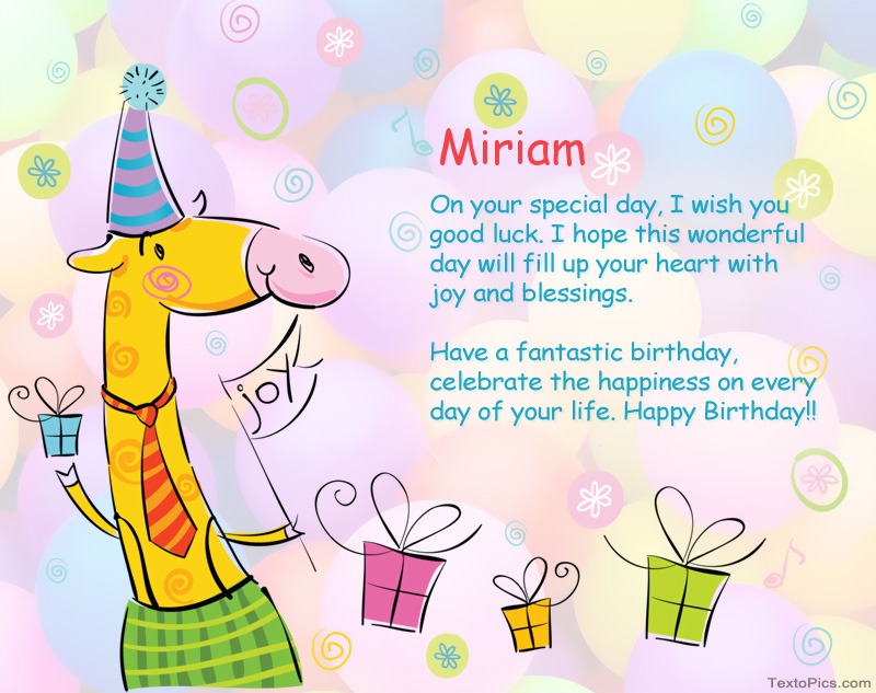Funny Happy Birthday cards for Miriam