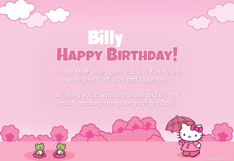 Children's congratulations for Happy Birthday of Billy