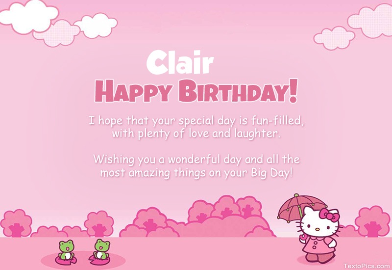 Children's congratulations for Happy Birthday of Clair