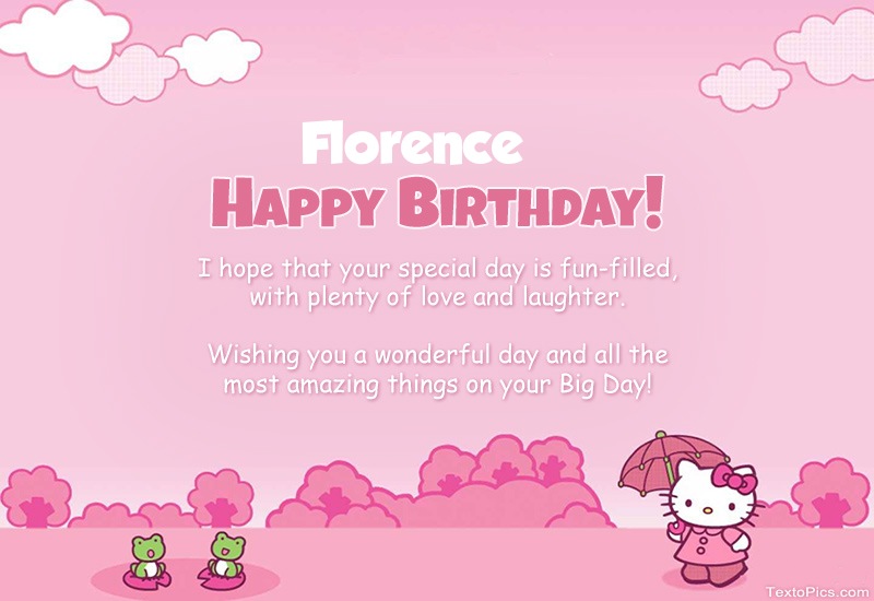 Children's congratulations for Happy Birthday of Florence