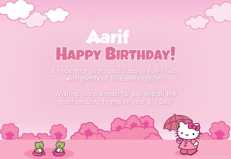 Children's congratulations for Happy Birthday of Aarif