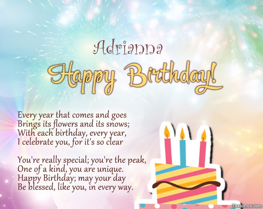 Poems on Birthday for Adrianna