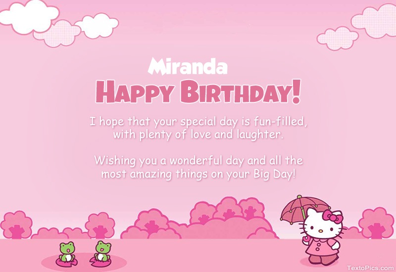 Children's congratulations for Happy Birthday of Miranda