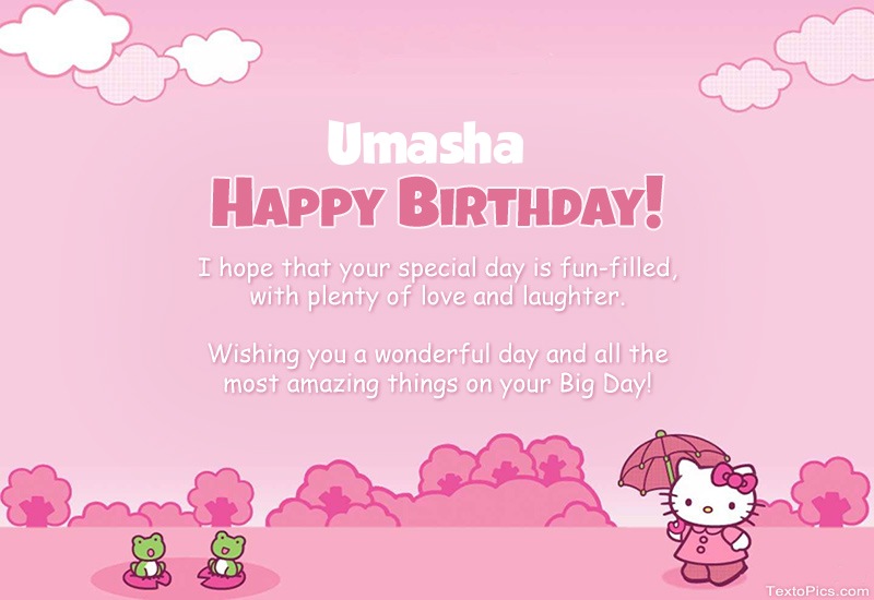 Children's congratulations for Happy Birthday of Umasha